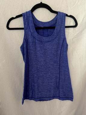 Lululemon Dash Tank Heathered Royalty Blue Ruffle Back Yoga Athletic Tank Top